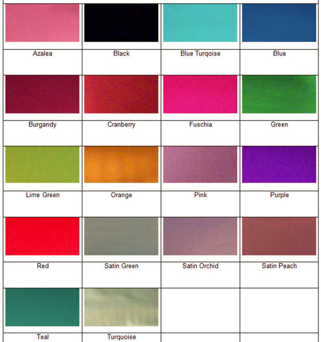 Mylar Color folie kleurenkaart