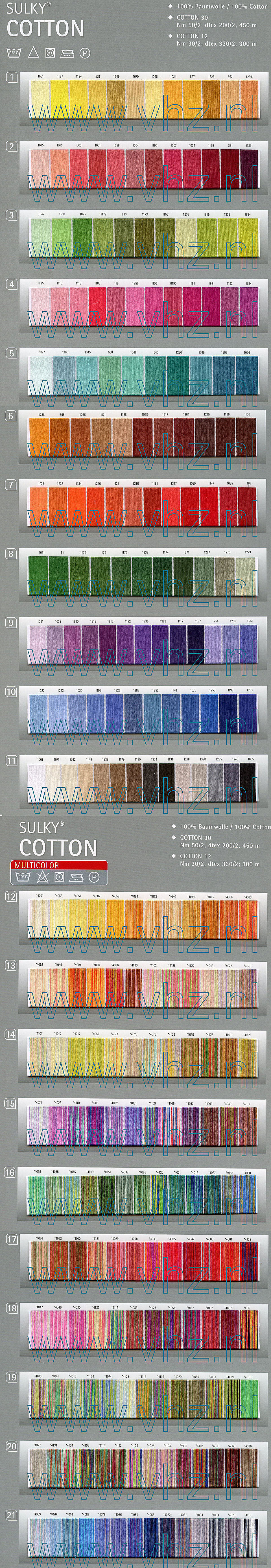 Sulky Cotton katoen kleurenkaart