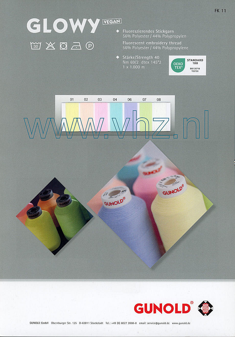 Sulky Glowy fluorescerend garen kleurenkaart