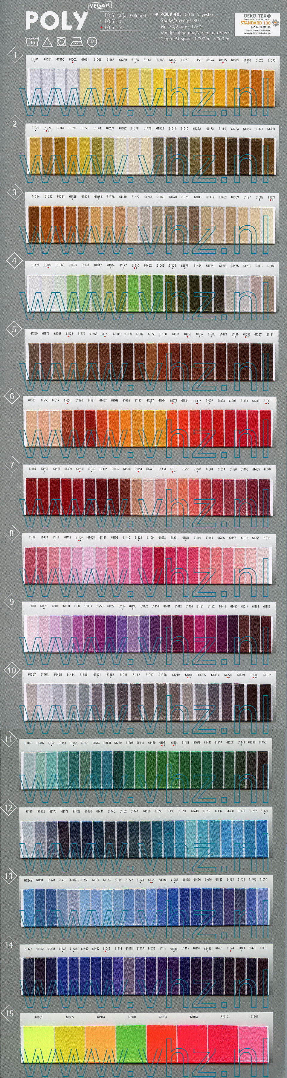 Sulky Poly polyester kleurenkaart