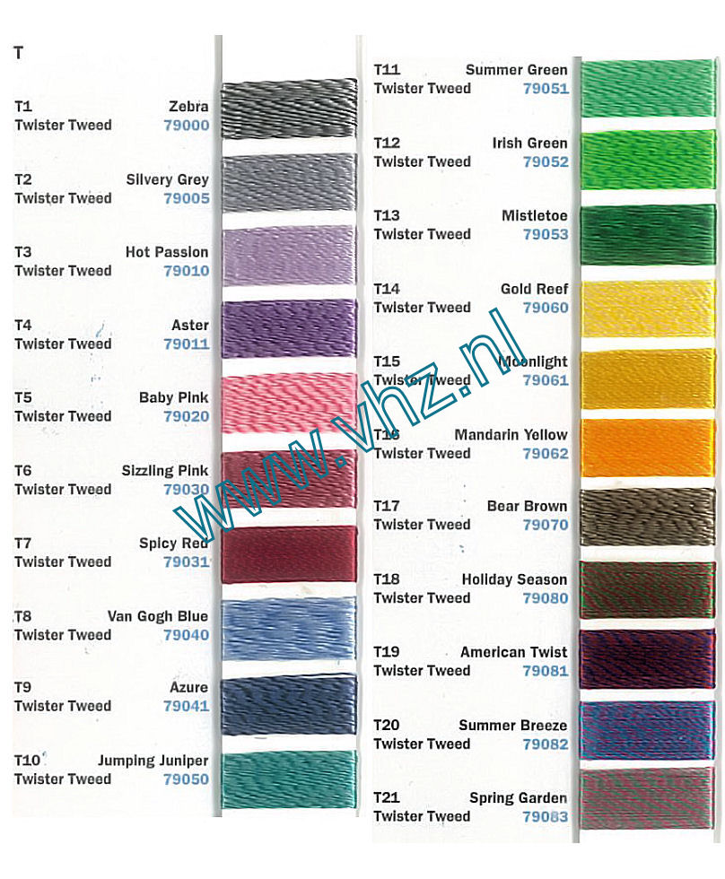 R&A Twister Tweed kleurenkaart