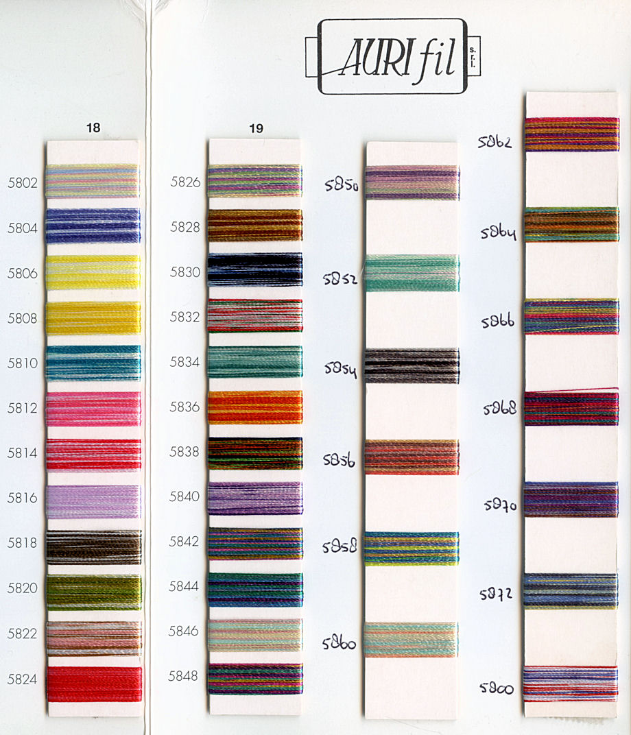 Aurifil Aurilux 36 polyester kleurenkaart