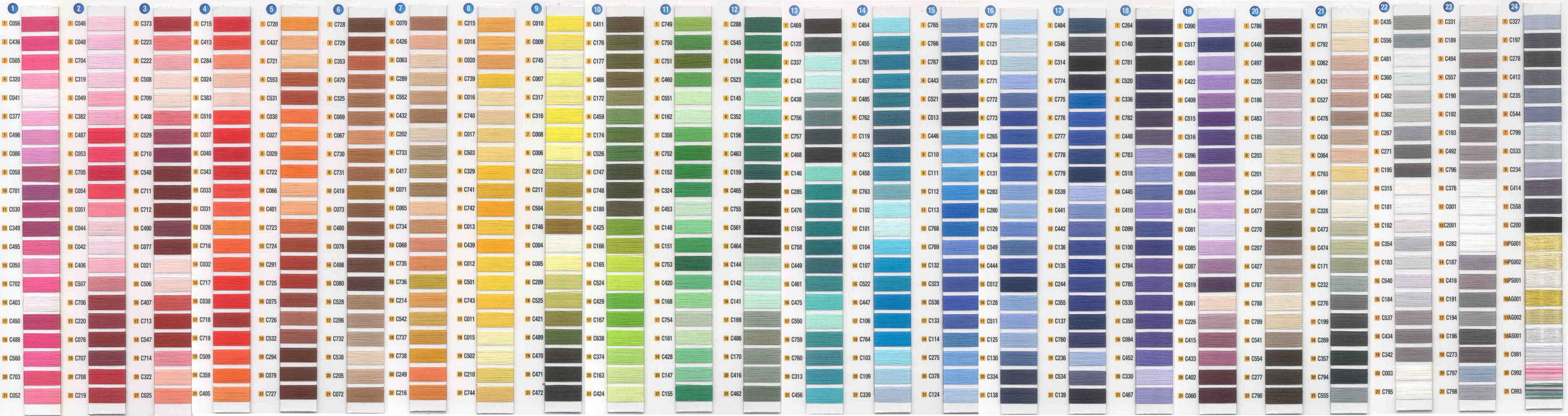 Aurifil Auriroyal viscose rayon kleurenkaart